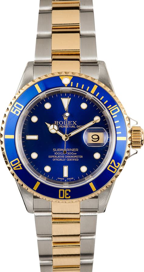 rolex blue face gold and silver band|rolex submariner blue bezel price.